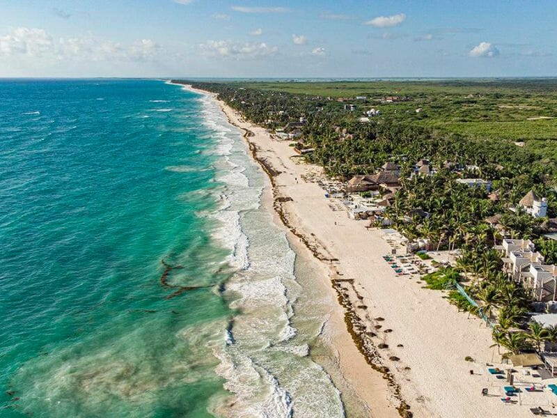 Aerial View of the Bahia Principe on the Riviera Maya -How far is the Riviera Maya from Cancun?  From Bahia Principe it's about 75 minutes drive