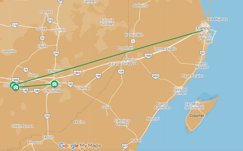 Cancun Itinerary Day 2 Map