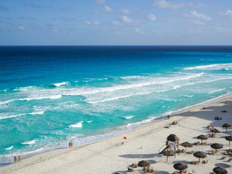 Cancun beach diagonal view