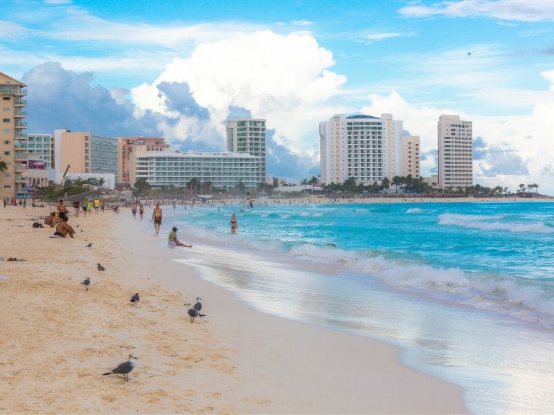 Cancun Hotel Zone on the beach Playa Chac mol