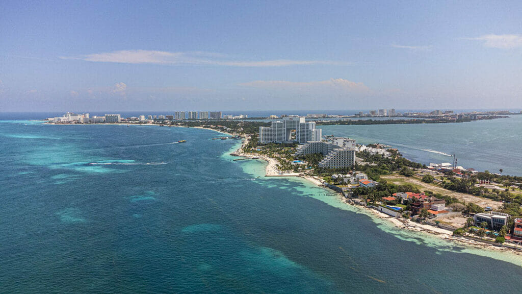 Aerial view of Punta Cancun.