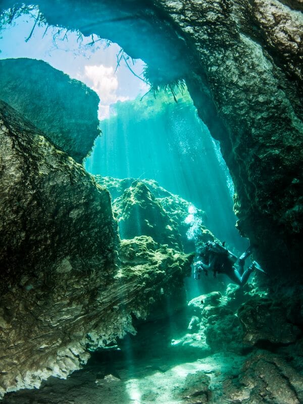 diver in a cenote