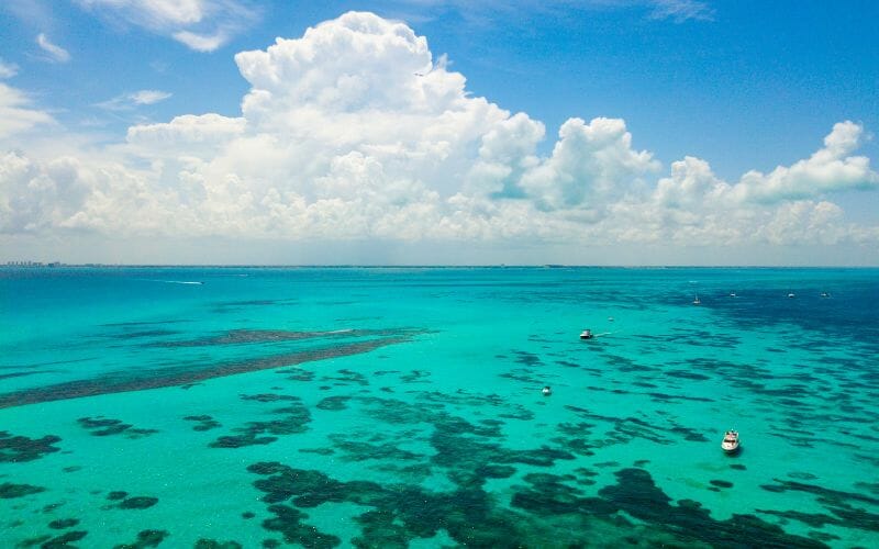Isla Mujeres sea aerial view