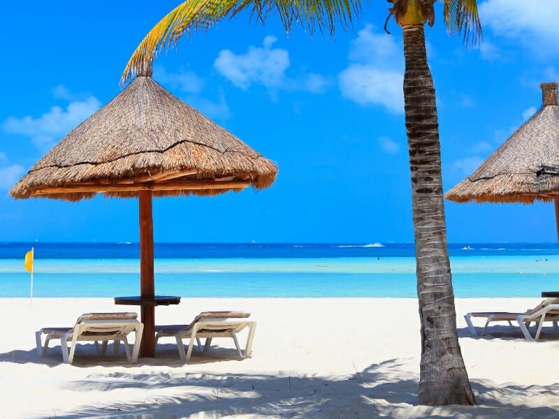 Sunny weather on beach in Cancun