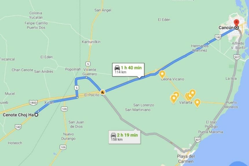 Cenote Choj ha Map