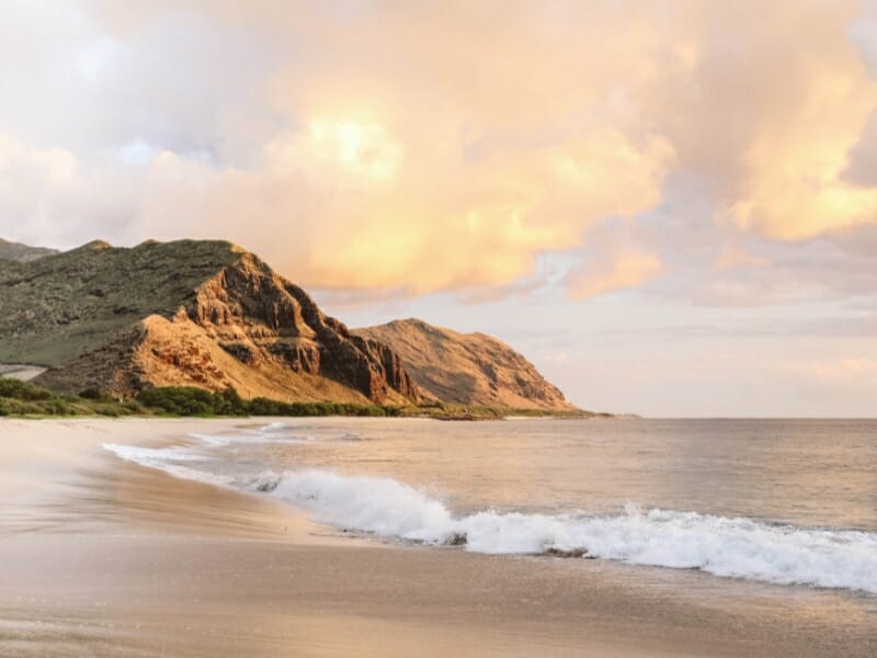 Sunset on the beach in Oahu, Hawaii