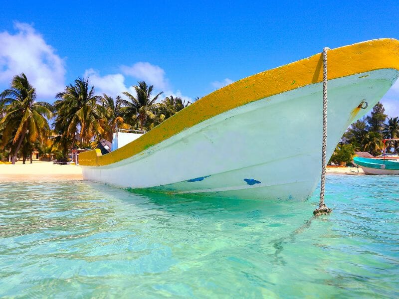 fisherman boat in Cancun beach