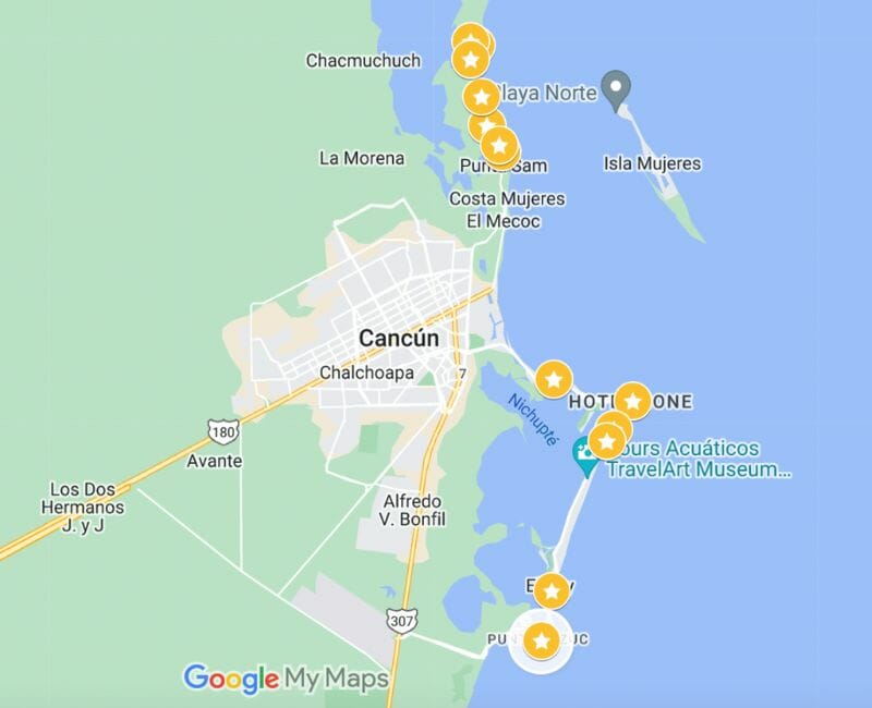 Cancun Hotels with pool map