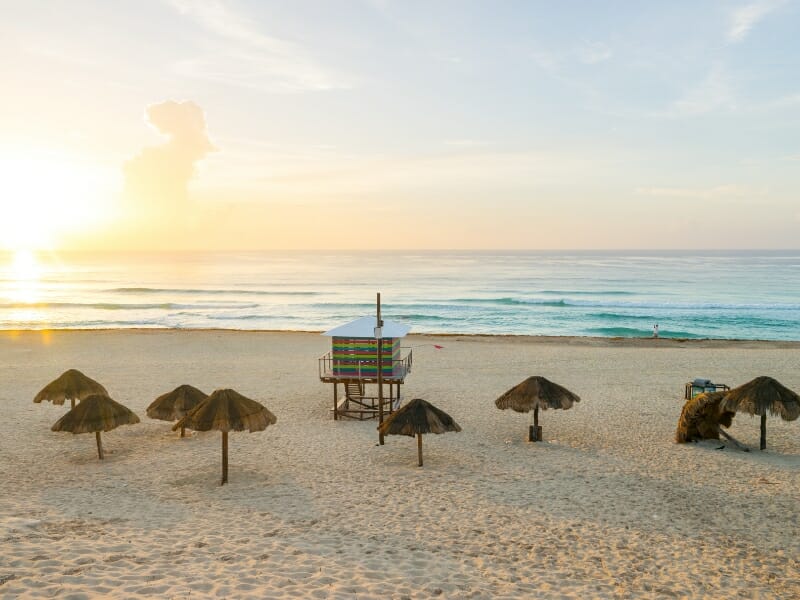 Cancun beach at sunset