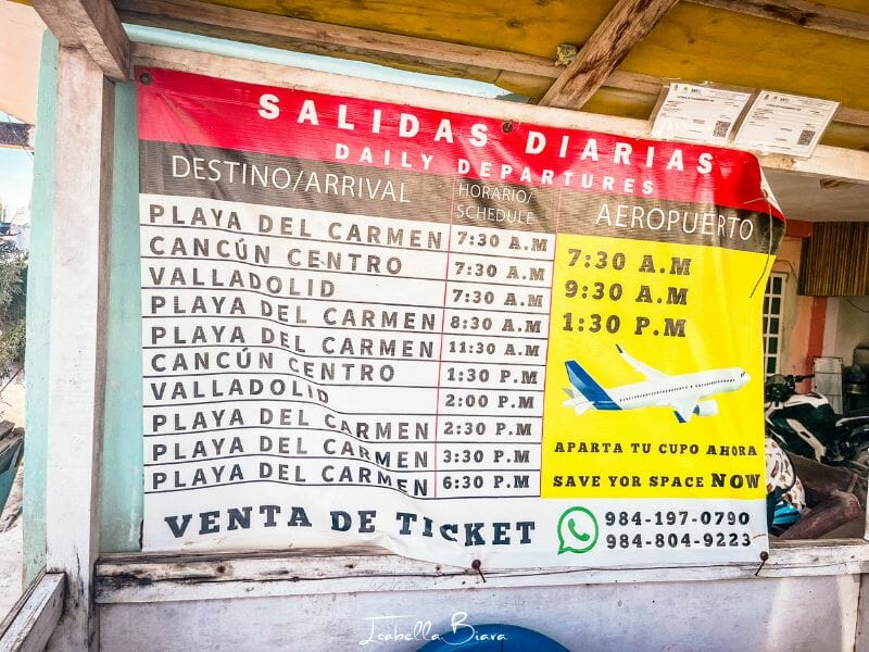 Colectivo buses schedule from Chiquila' to Airport