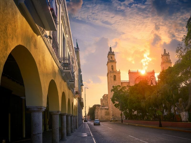 Merida Catedral at sunrise
