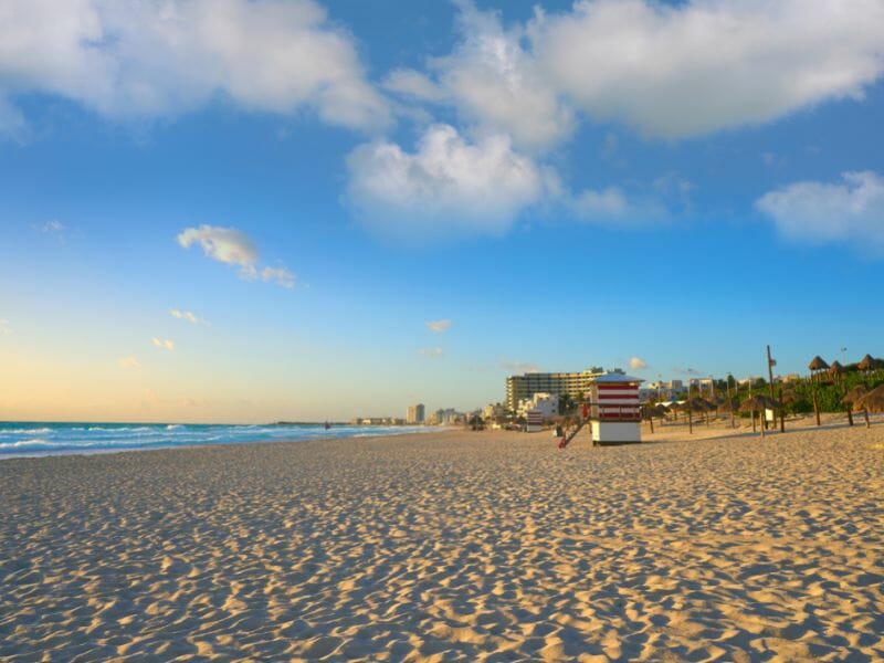 Sunrise from the beach in Cancun 