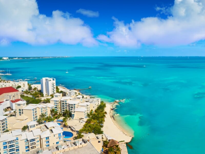 aerial view hotel zone Cancun