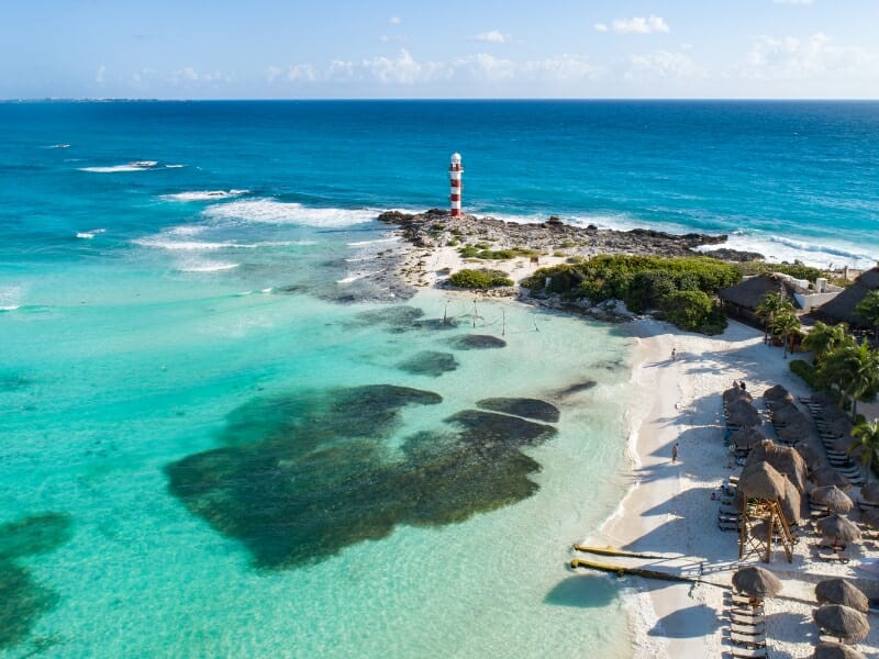 aerial view of resort hotel in Cancun Mexico