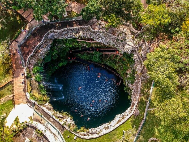 aerial view of Cenote in Mexico