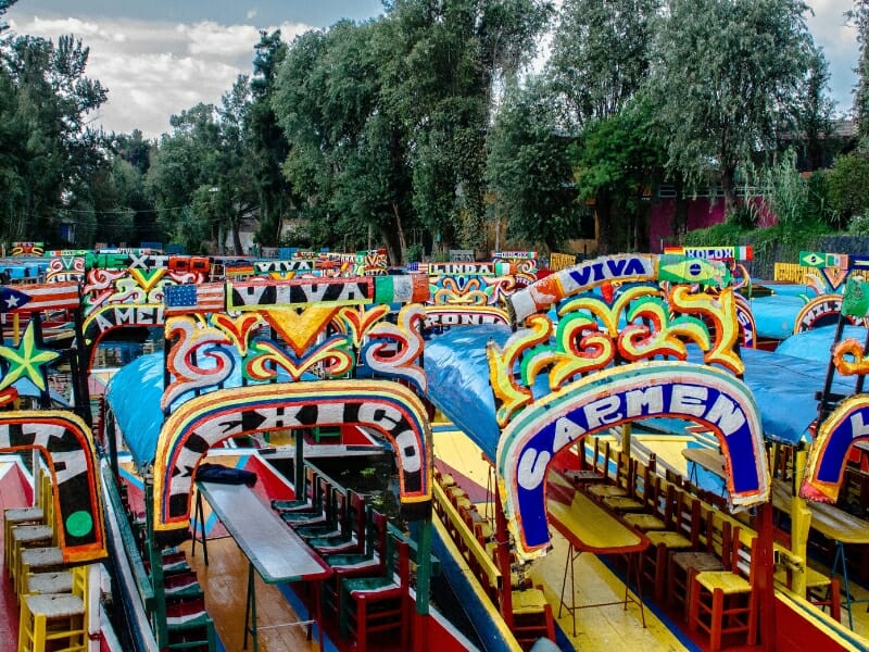 trajineras traditional boats in Mexico