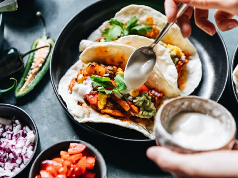 Mexican vegan tacos filling
