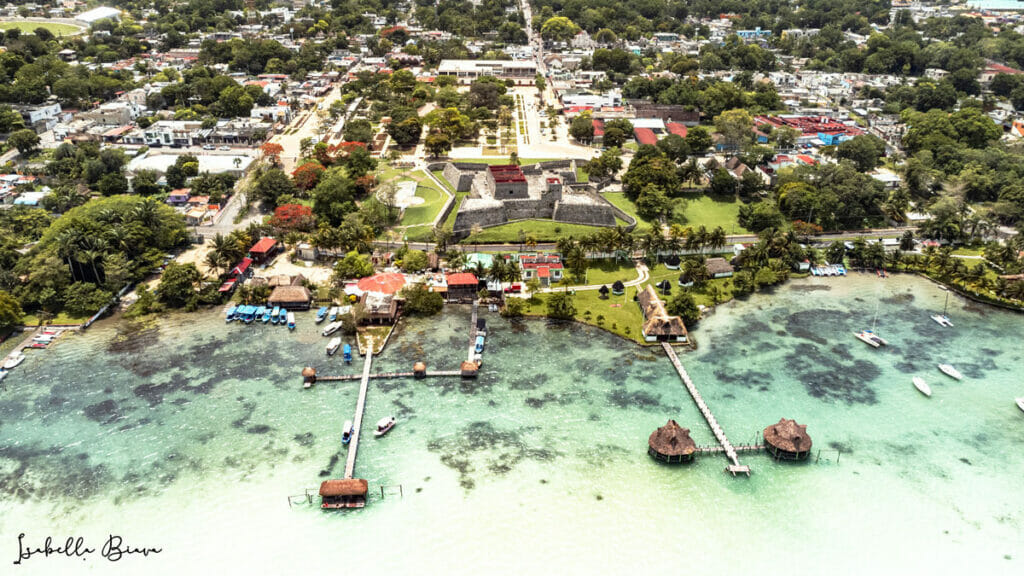 Bacalar San Felipe Fort aerial view
