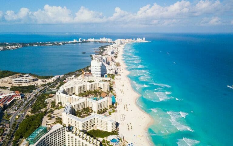 Cancun Hotel Zone Aerial view