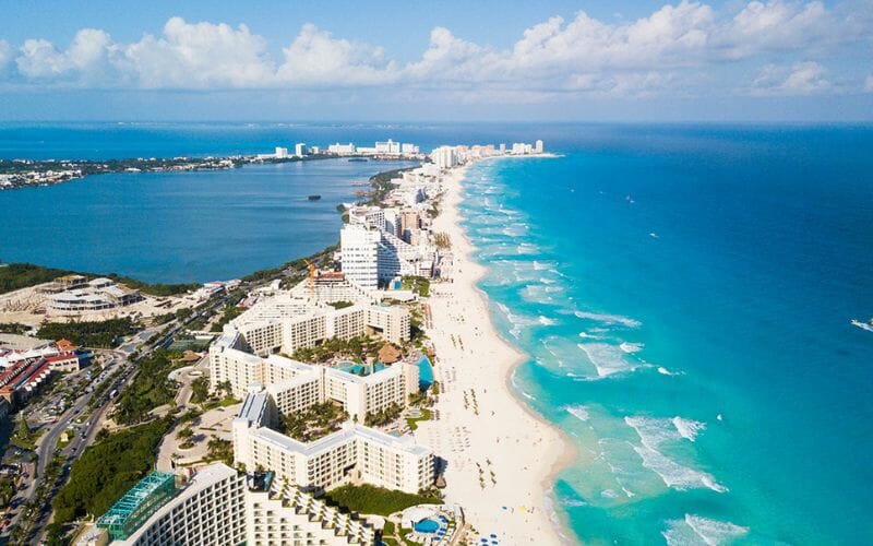 Cancun Hotel Zone Aerial view