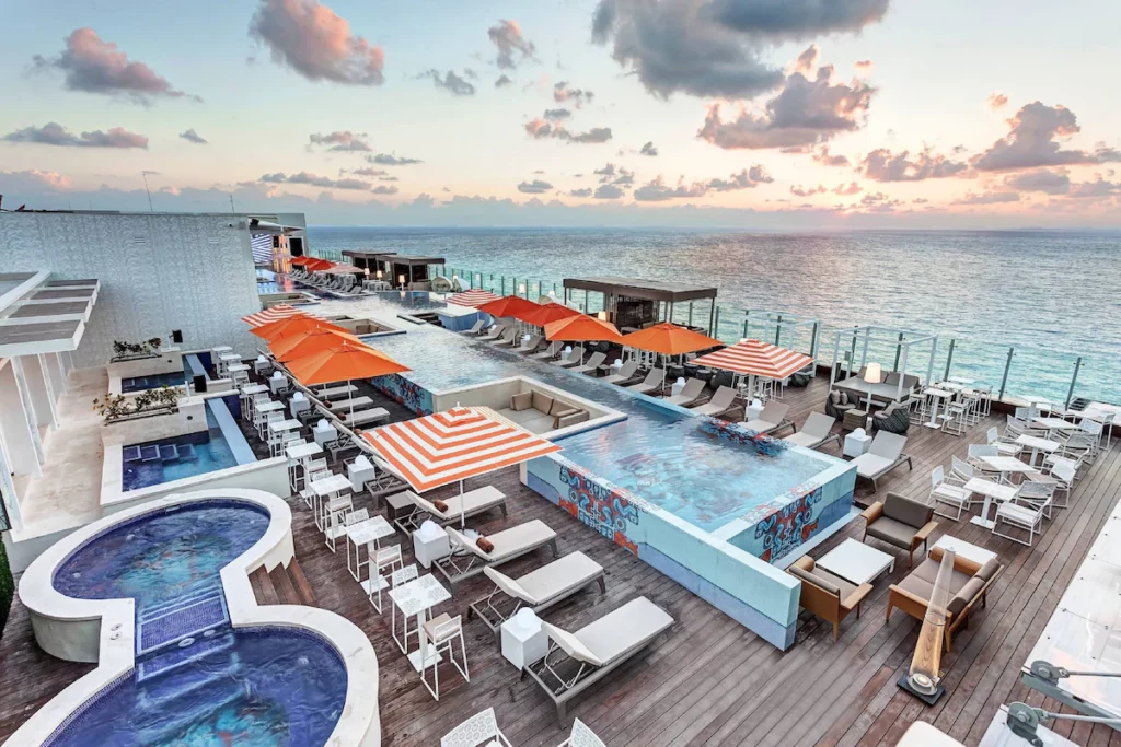pools and lounging area at Royalton Splash Riviera Cancun