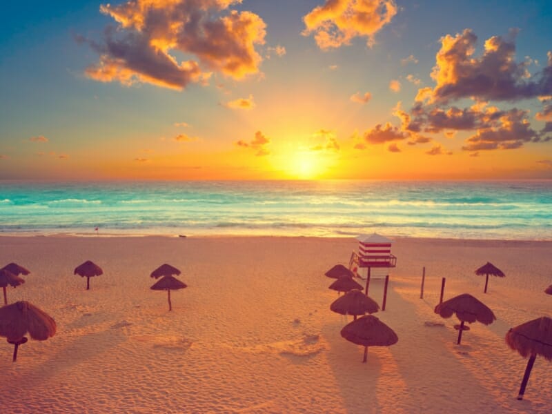 Cancun sunrise at Delfines Beach