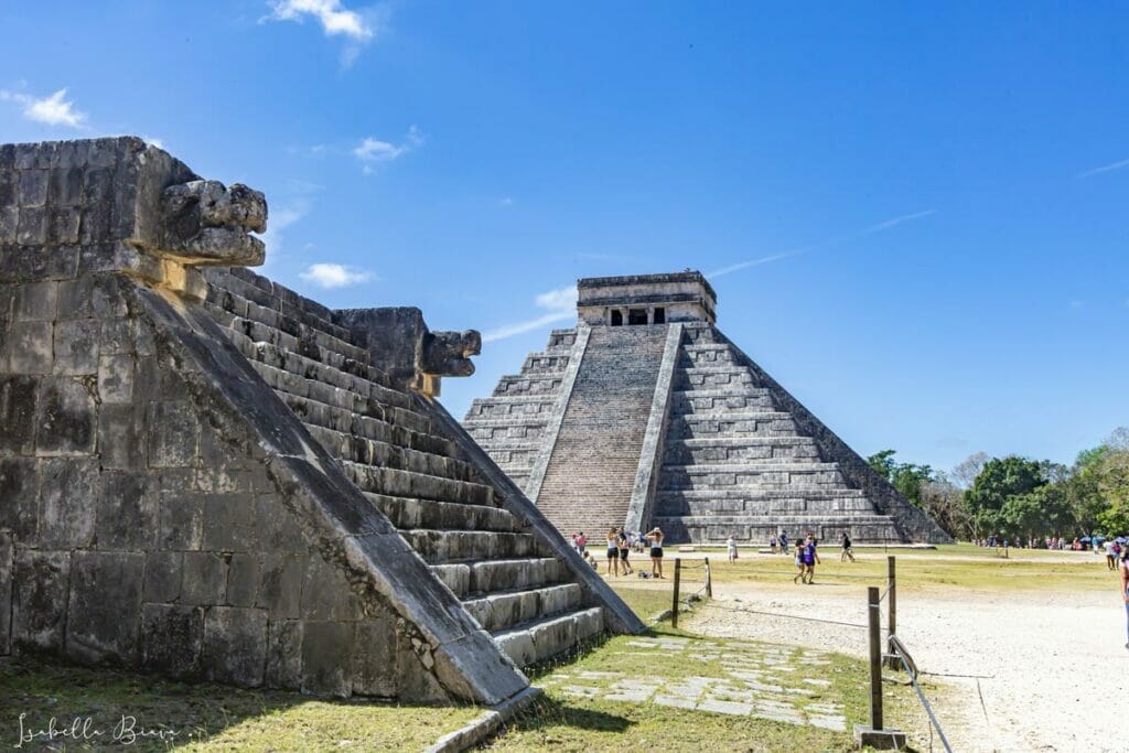 Chichen Itza under a clear blue sky - one of the most Instagrammable spots in Cancun.