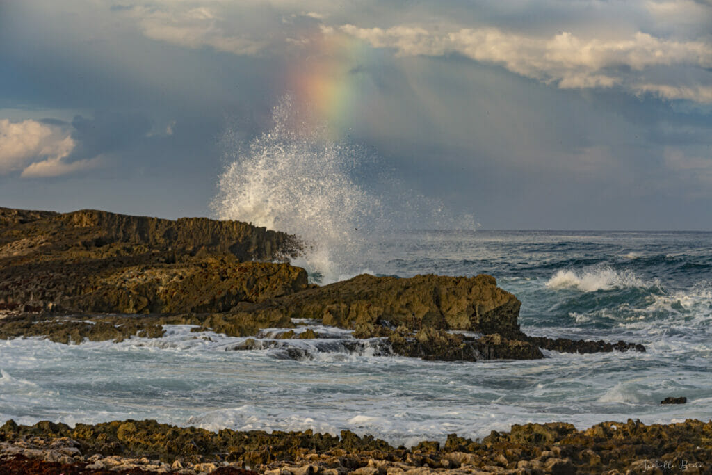Rainbow on the beach in Cozumel