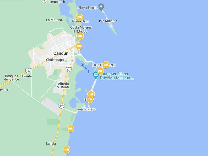 Cancun All-Inclusive Family Resorts with Water Park Map