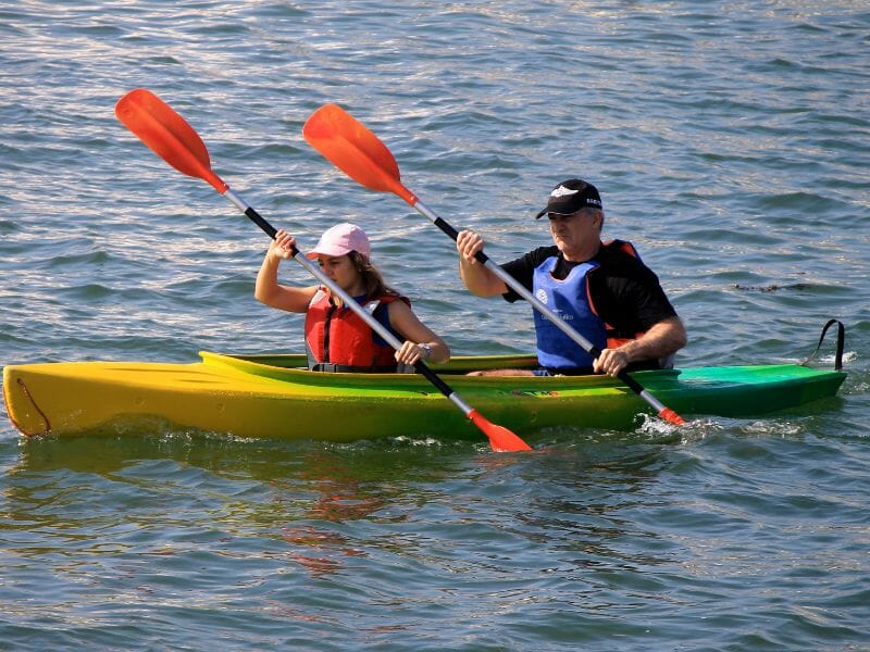 Two people kayaking in Cancun