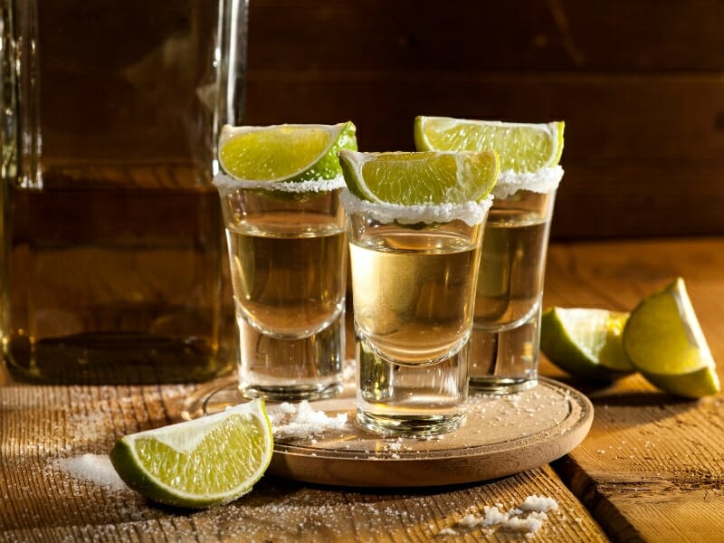 tequila shots with lime