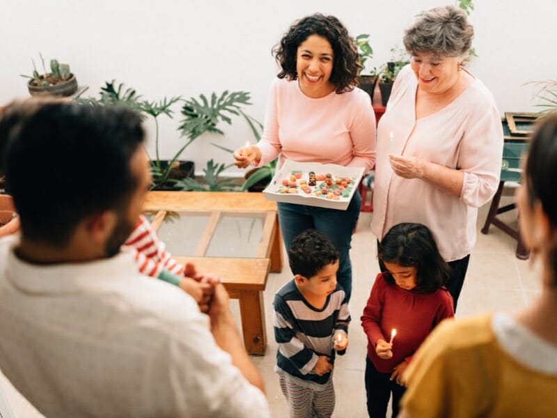 Mexican family celebrating Las Posadas