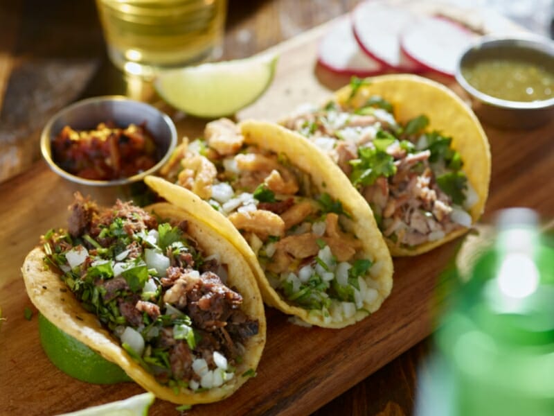 Mexican street tacos with barbeque