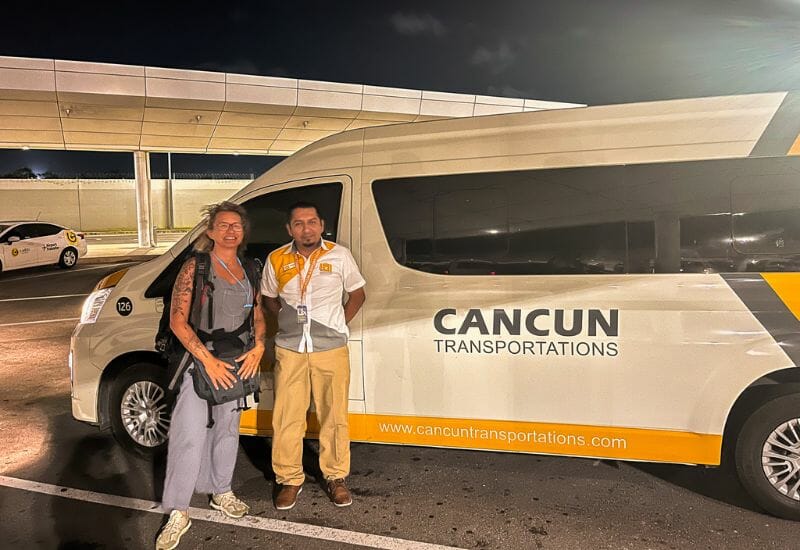 This is me with Miguel the driver and the shuttle that took me to my hotel.