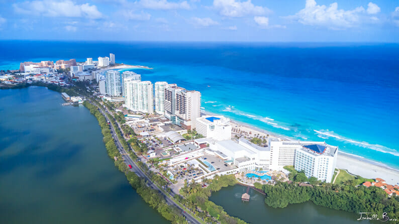 Cancun lagoon and beach overview