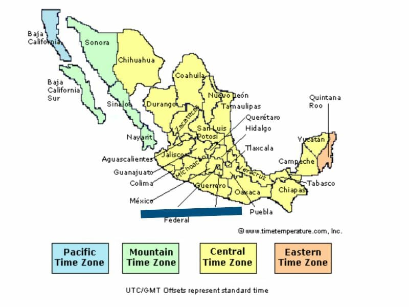 Cancun time zones map