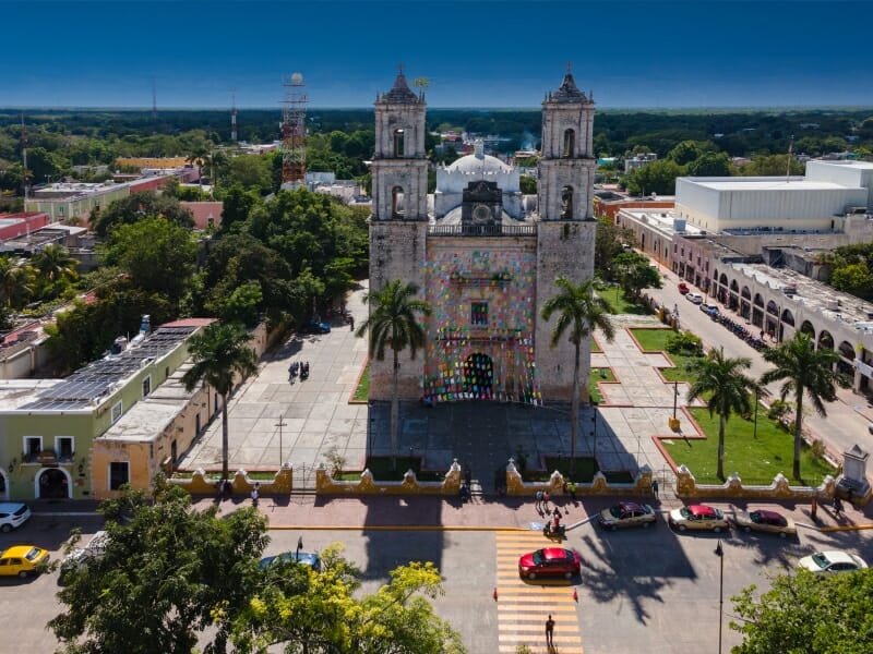 Aerial view of San Servasio church in Valladolid