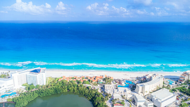 cancun beach drone view