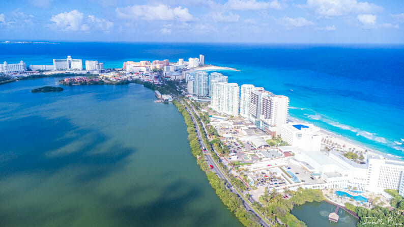 aerial view of Nichupte Lagoon