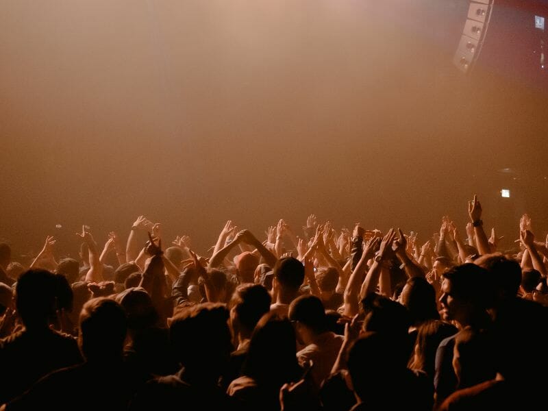 People gathered at a music festival in Cancun.