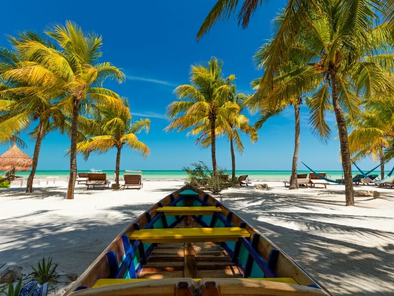 Tropical beach setting on Isla Holbox