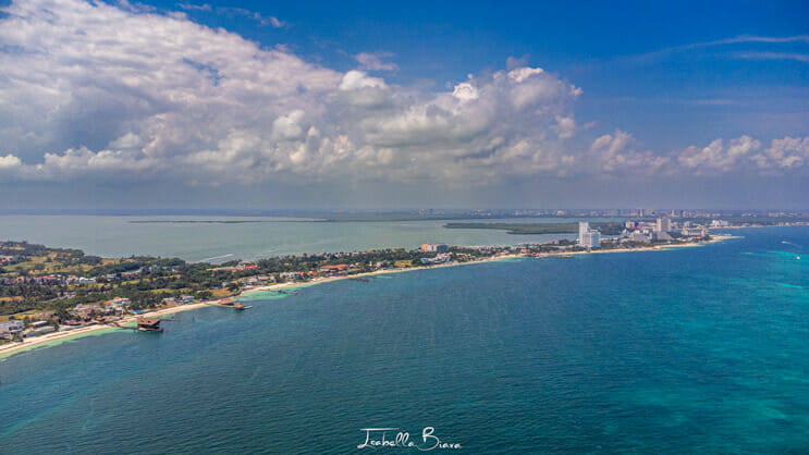 Cancun coastline drone view