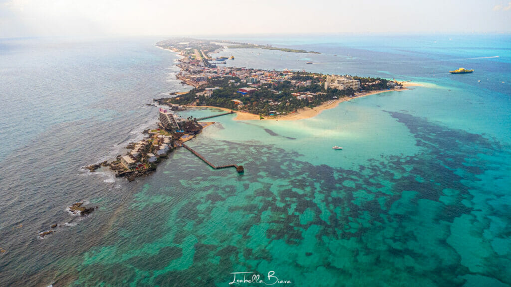 Isla mujeres playa norte aerial view