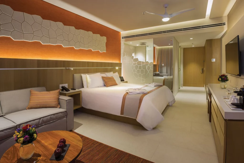 View of the suite in one of the romantic hotels in Cancun 