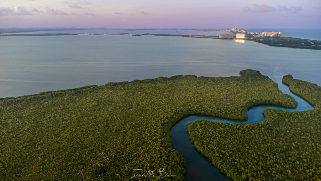 Nichupte Lagoon on a sunset.