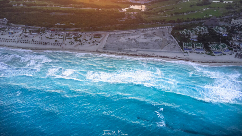 Aerial view of the Cancun Hotel Zone
