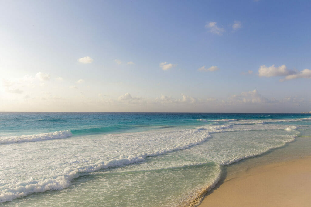 View of the calm beach in Cancun