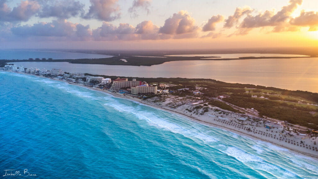 aerial view of Nichupte Lagoon in Cancun Hotel zone