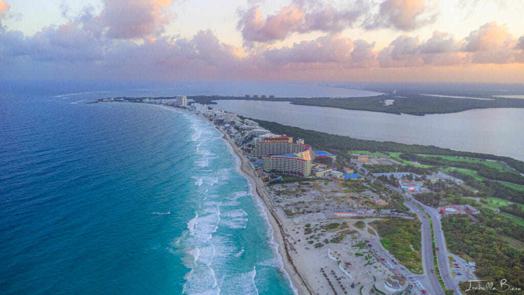 Cancun hotel Zone at sunset