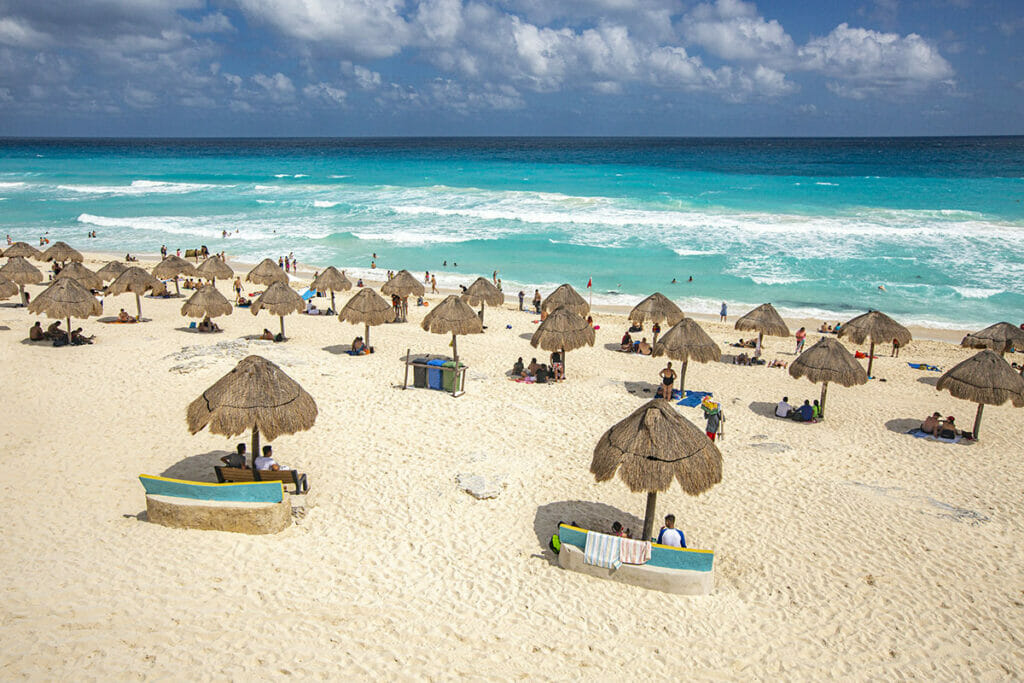 Huts in Playa Delfines near the beach.